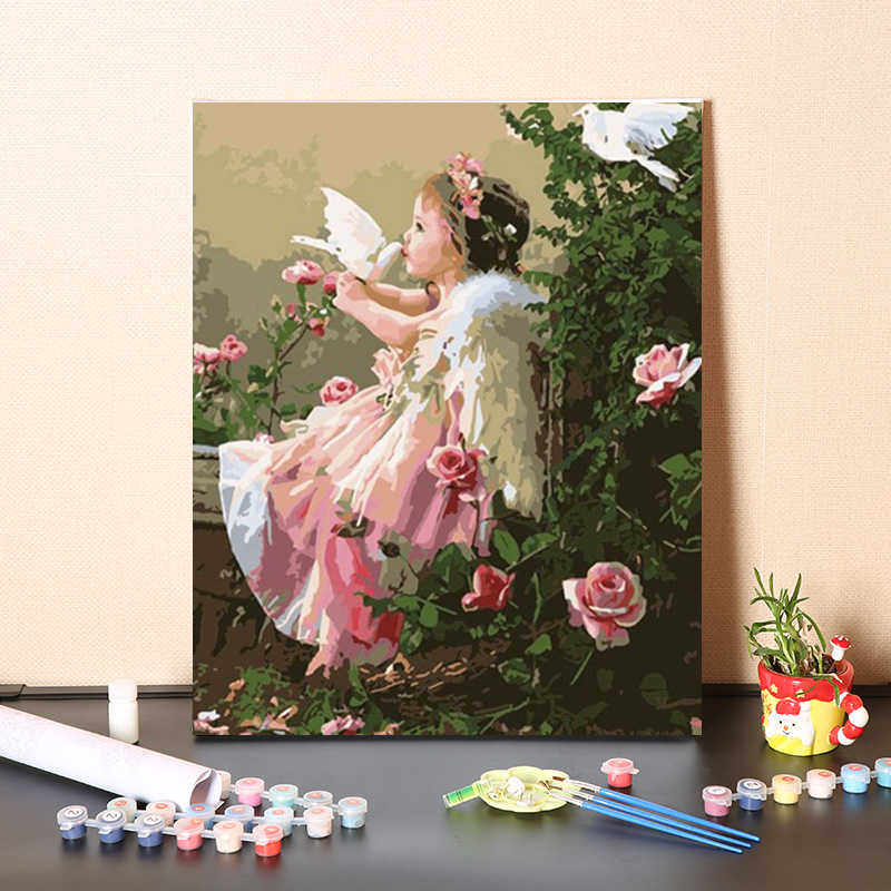 数字油画diy填充天使手工填色欧式客厅人物定制手绘丙烯油彩画画