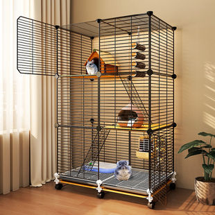 松鼠龙猫笼子三层大别墅蜜袋鼯花枝鼠加密饲养笼造景特大号窝用