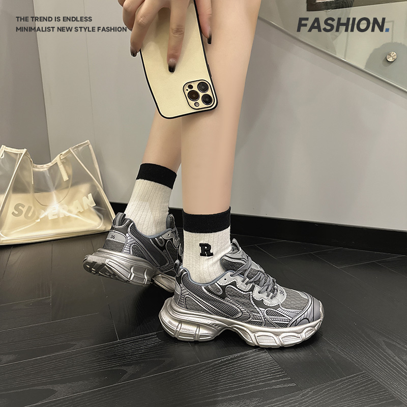 冬季简约时尚厚底保暖老爹鞋休闲户外运动小白鞋男女情侣款休闲鞋