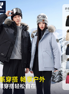 2025冬季款户外防寒滑雪服保暖宽松工装潮牌男女情侣连帽外套