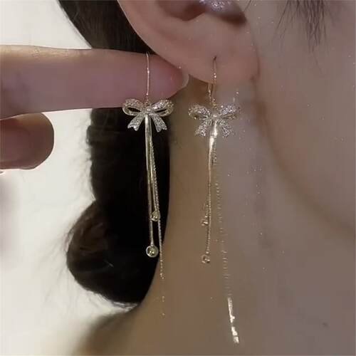 9999纯银满钻蝴蝶结防丢耳线