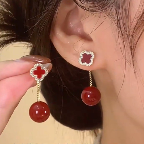 银耳环9999纯一款两戴四叶