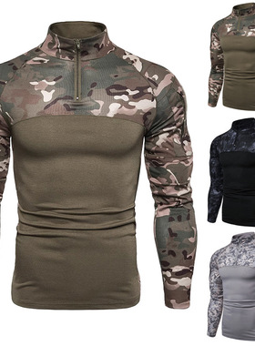 Camouflage long sleeved zipper pocket T-shirt迷彩长袖拉链T恤