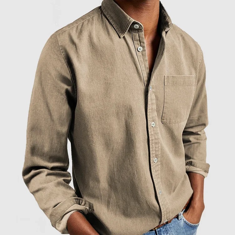 Long sleeved collared shirt top for men长袖翻领衬衣上衣男
