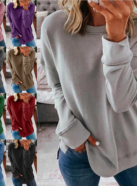 Solid color printed loose solid color hoodie印花宽松纯色卫衣