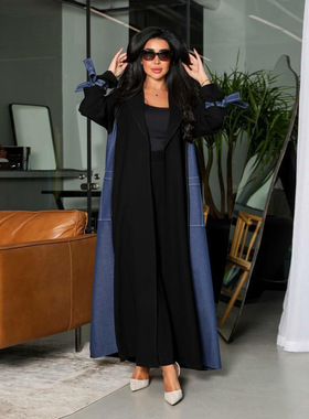 Cardigan imitation denim robe women's clothing开衫仿牛仔长袍