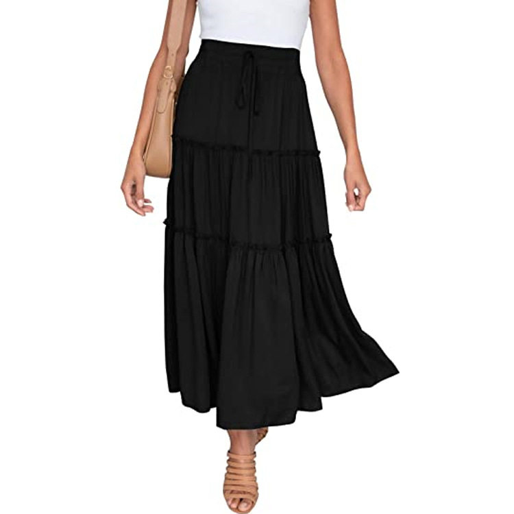 High waisted long skirt bohemian style高腰长裙波西米亚风女