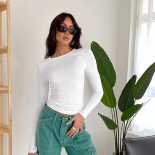 slim fit pullover Casual shirt休闲纯色修身 color T恤 solid