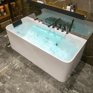 智能冲浪按摩恒温加热方形家用酒店浴缸1.2 亚克力浴缸日式 1.8m