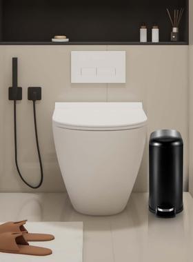 哑光黑色家101218用10定盖垃升圾桶脚踏缓静音带盖生桶厨卫房清降