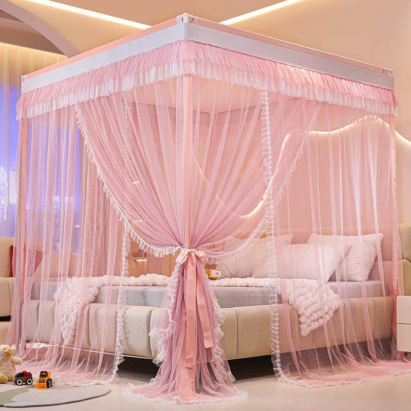 A类蚊帐家用支公主风卧室落地密款三开1加帐纱加门厚烤漆架防蚊虫