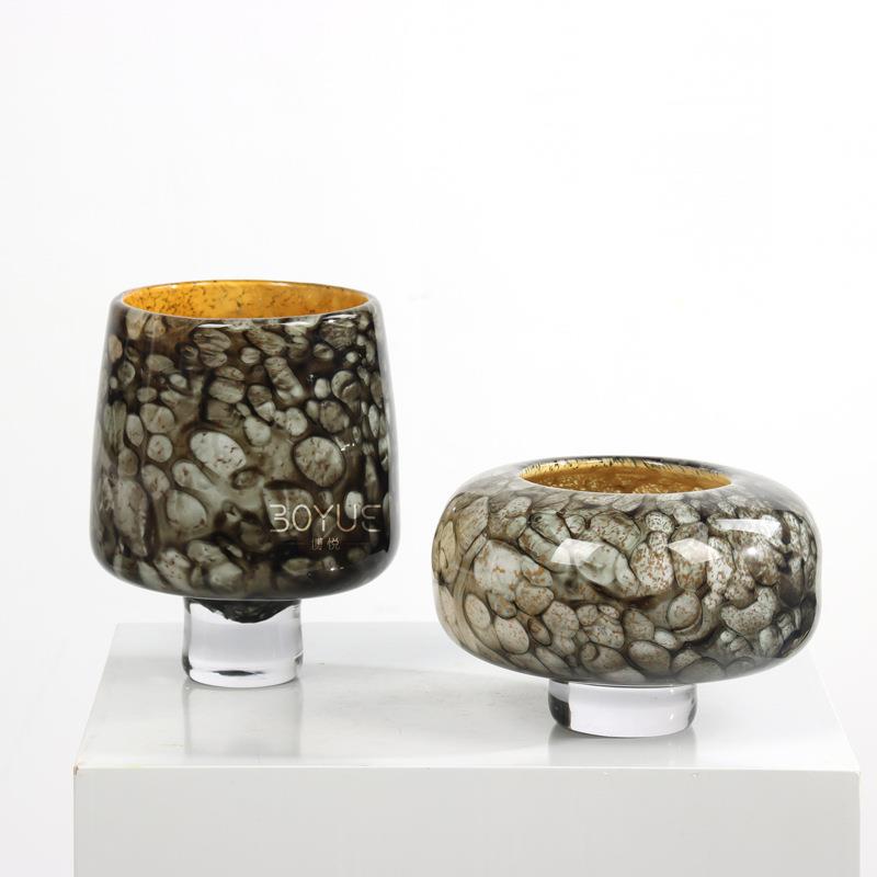 中古风孔雀花绿纹琉璃器样板厅间售楼处客餐OLY桌装家居软饰品摆