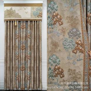 水327窗帘款 厂家山直销新中式 客厅卧室阳台加厚遮光4画D大浮雕窗