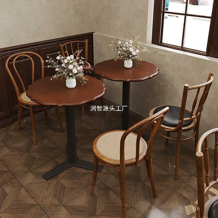 藤圆编卡座实木半卡座沙发餐饮连饭椅店RZWOQEAY东南亚主题餐厅桌