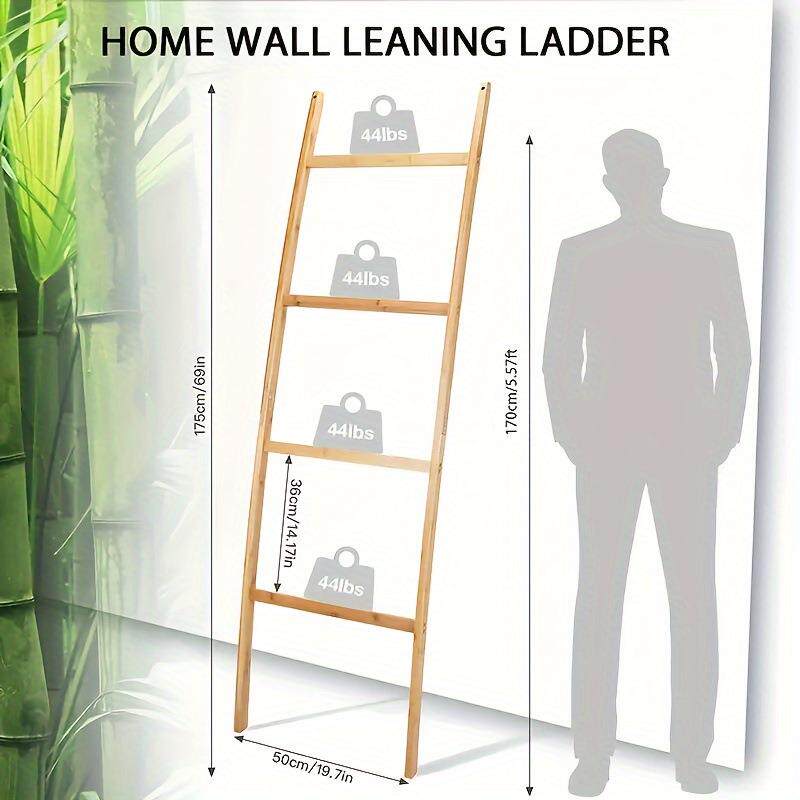 简约毛巾原木CJG楠靠墙间挂衣架竹落地梯形架架卫生免打孔置物架