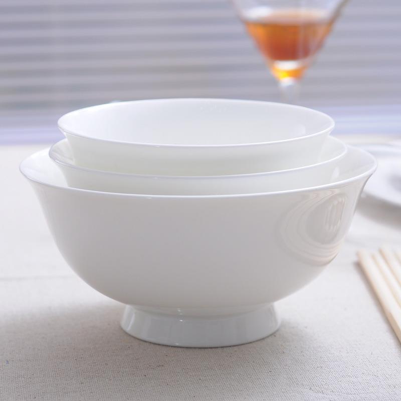 铅骨6寸高瓷足高脚碗米饭FSV碗面碗小汤碗汤盆陶无瓷碗大号家用烫