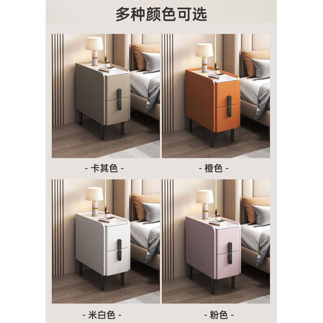 Q$J实木小0型床柜轻奢头床边柜超窄收纳柜多层2mc宽储物柜小F977M