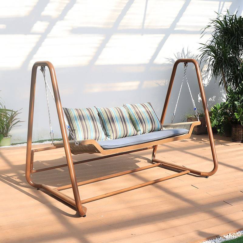 户外秋千庭院吊椅室外全铝家用阳台藤椅休闲双人摇篮吊床吊篮摇椅