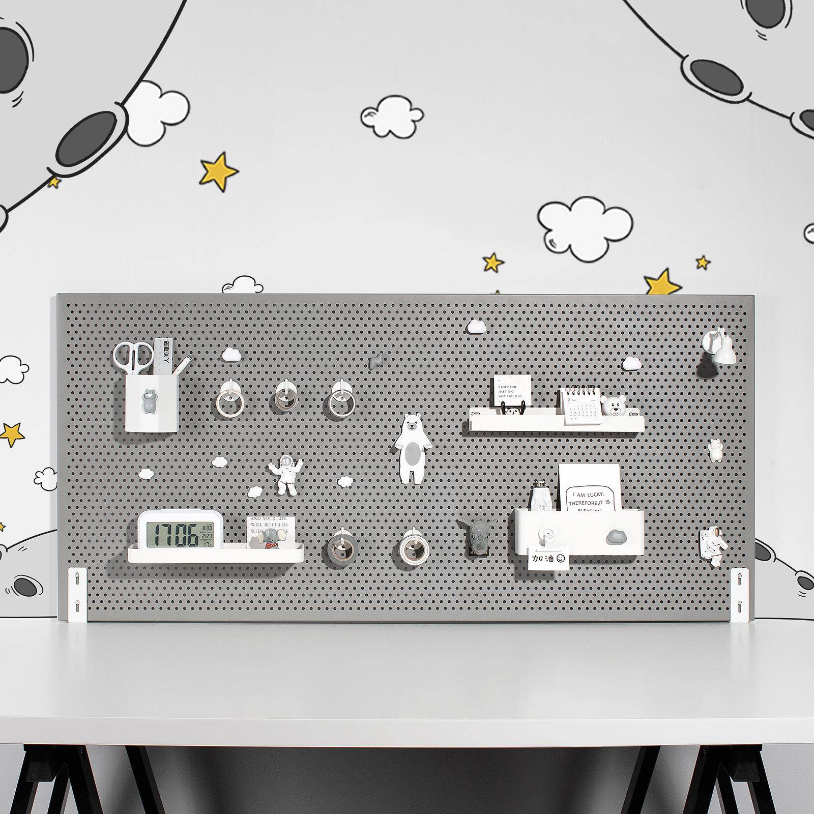 未默集舍铁艺桌面洞洞板装可立书收纳架板置物架免打孔桌饰5号5-1