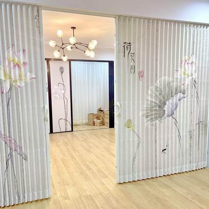 折叠门日式推拉门无下轨隐形门厨房客厅卧室卫生间隔断移动门隔热