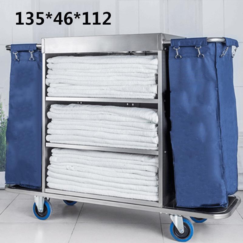 布草车酒店边清洁JDH-0118单双边手推车车客房服务车宾卫生车全钢