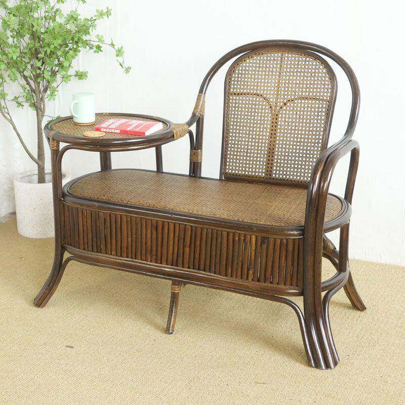 新款复古懒风阳台真藤茶几组SEQ一合体椅子靠背椅子茶桌椅人椅沙