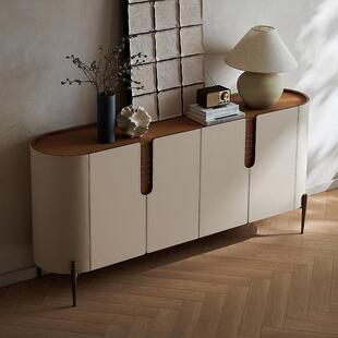 现代简约轻马鞍皮意式 极入户客厅储物斗柜子中古关奢柜玄简餐851