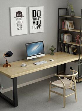 tlof书房写字人台桌双YSU电脑桌台式实木书书架一体桌书柜靠墙长