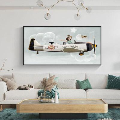 现代卧室装饰画儿童房卡间通客星球太空人画床头B-851壁简约厅背