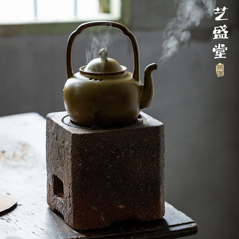 复古柴烧粗陶四方围炉煮茶炉