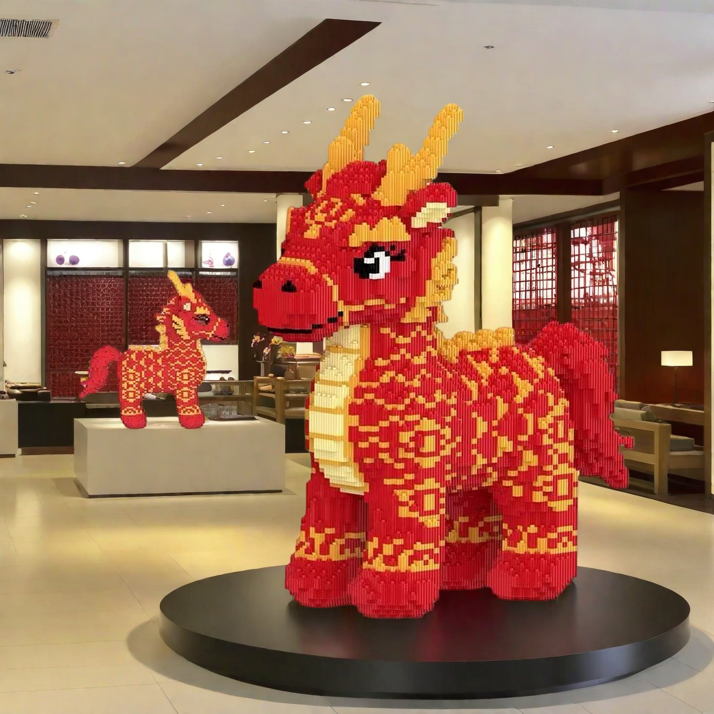 2026新款马年吉祥物系列国潮积木拼装小颗粒摆件男女生日礼物摆件