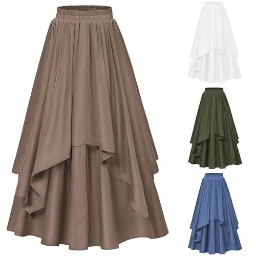 Elastic waist irregular mid length skirt松紧腰不规则中长裙女
