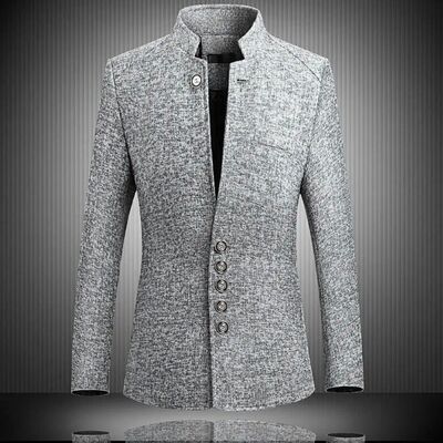 Stand up collar slim fit Zhongshan suit 立领修身中山装外套男