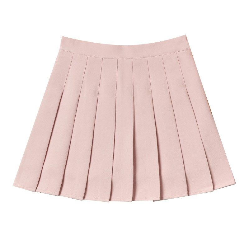 Solid color casual short pleated skirt女士纯色休闲短款百褶裙