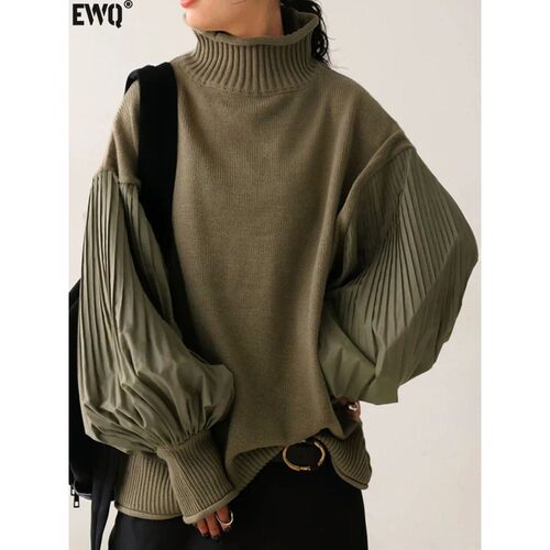 Folding sleeve splicing casual sweater纯色压折袖拼接休闲毛衣