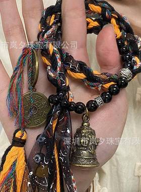山鬼花钱李火旺印象手链新中式铃铛手串百搭复古藏式手工编制手绳