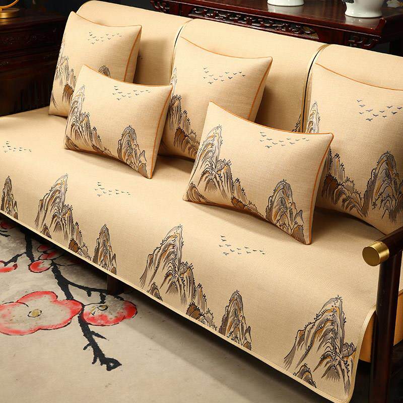 红木沙发坐垫套罩高端新中式实木沙发垫盖巾通用罗汉床座垫沙发巾