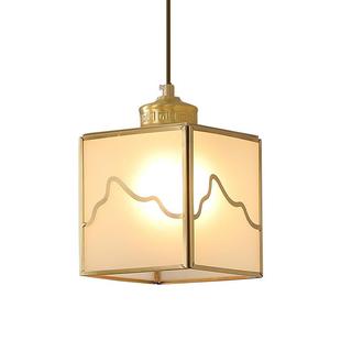 全铜床头吊灯中国风禅意单头茶室餐厅复古玻璃新中式卧室小吊灯具