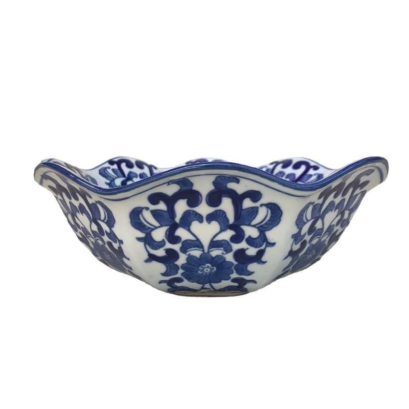 新中式菜盘深鱼盘汤碗青花瓷餐盘果盘景德镇陶瓷餐具创意水果盘