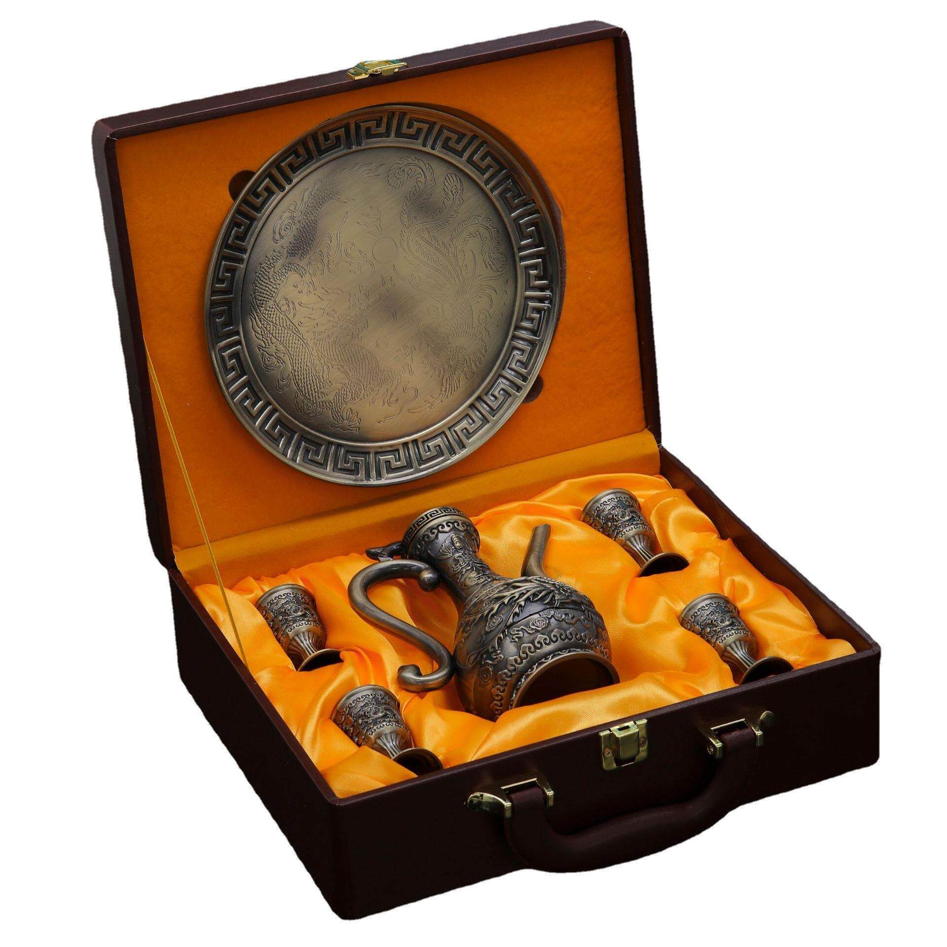 高档礼盒龙凤酒具套装家用白酒杯古代酒具高脚杯中式宫廷酒器送礼