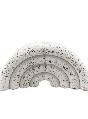 现代北欧水磨石烛台餐厅厨房浪漫烛台书房书档装饰摆件