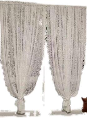 7YX挂勾打孔韩式法式复古蕾丝双边钉珠白色纱帘6米宽2.7米