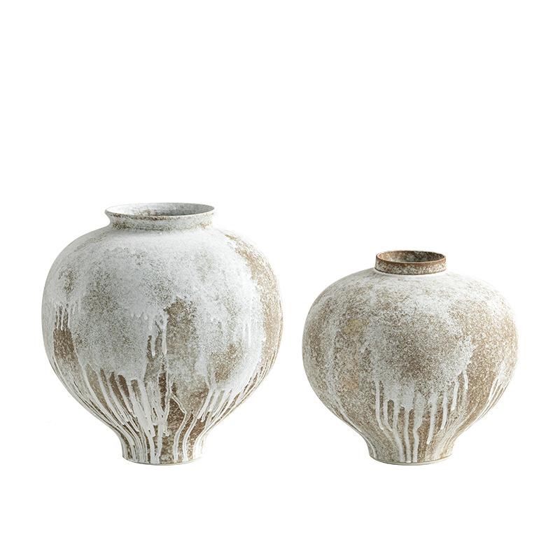 式侘寂风破旧中复古中陶瓷QOK花瓶宋代美学民宿酒店软装古装品摆