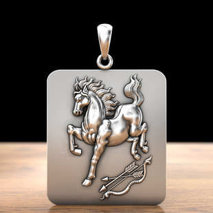 999纯银 千里马生肖马实心足银吊坠项链银牌本命年吉祥物马上有钱