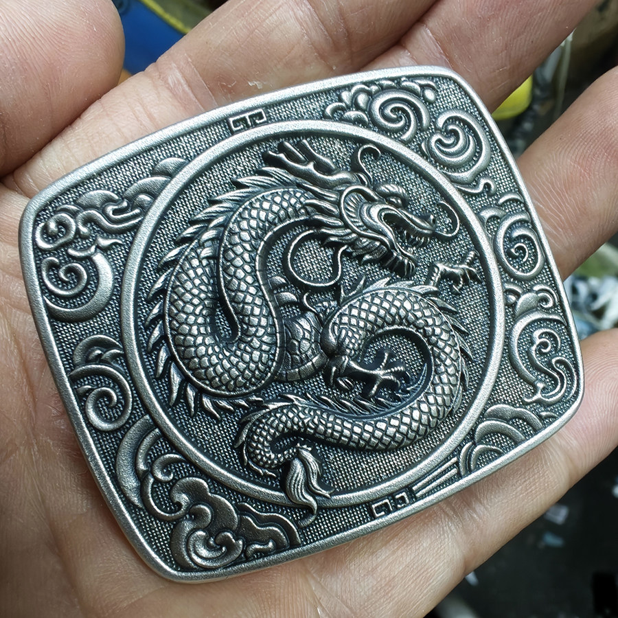 999纯银多款龙手工皮带男平滑扣飞龙皮带扣头男士裤腰带头扣头