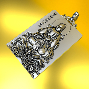 实心原创 鸿钧老祖吊坠男太上老君纯银项链太乙真人本命佛银牌子