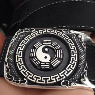 纯银皮带扣999足银八卦腰带扣头银扣头腰带扣头平安福佛手平滑扣