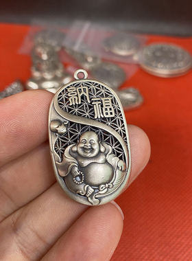 足银弥勒佛吊坠女999纯银项链大肚佛公送妈妈款笑口常开佛礼物