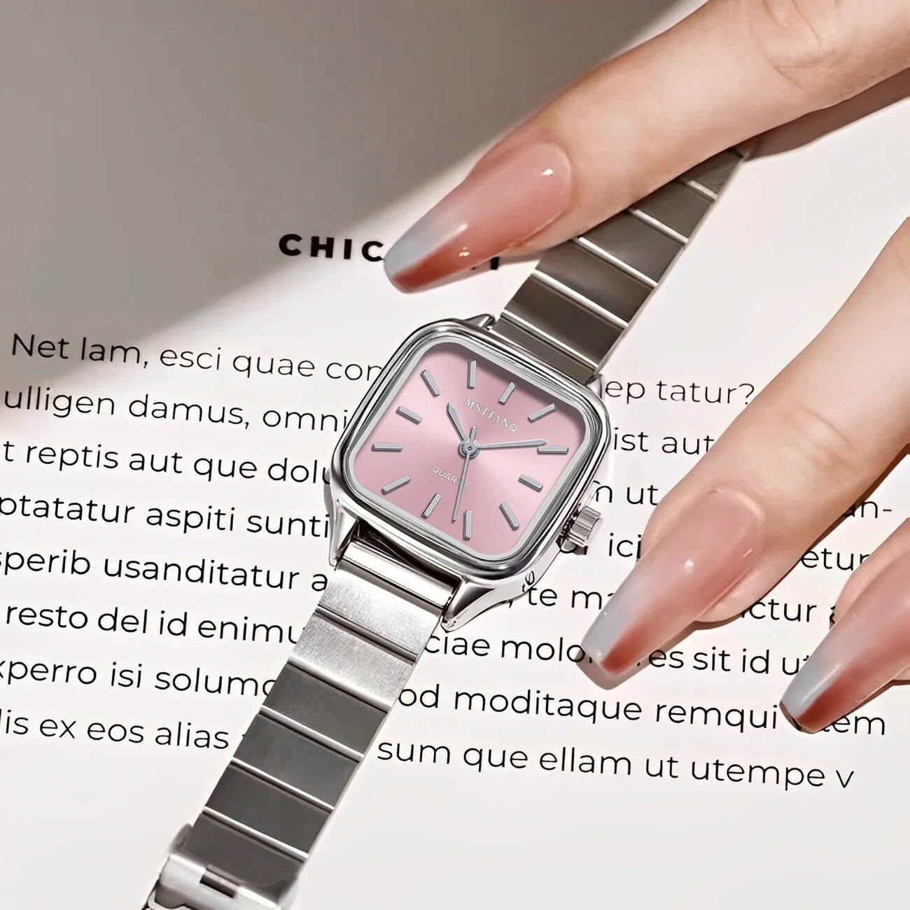 手表女款ins冷淡风小众复古轻奢方形高级感钢带电子学生简约气质