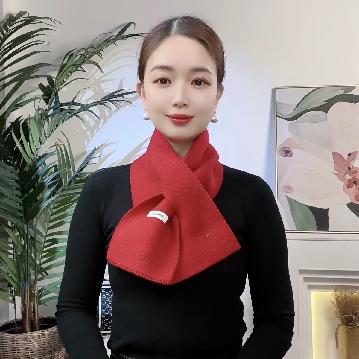 韩系百搭羊毛针织保暖围巾女款